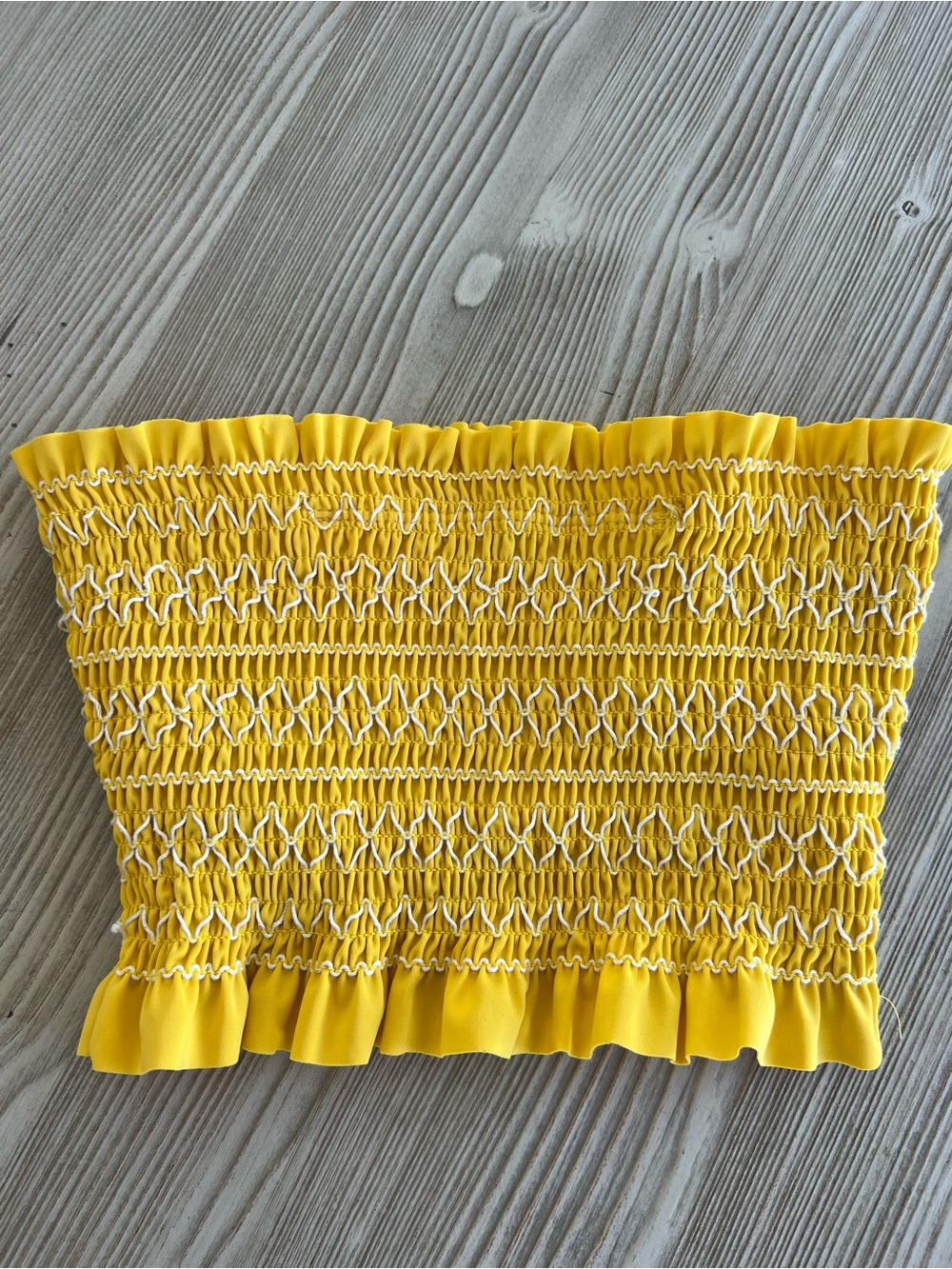 Xhilaration Yellow Smocked Ruffle Crop Tube Top